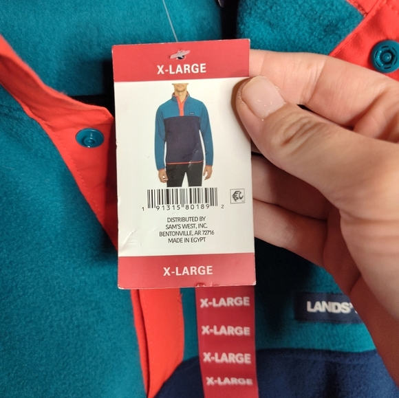 NWT Lands' End Snap Pullover Colorblock Fleece Mens XL - Picture 3 of 10